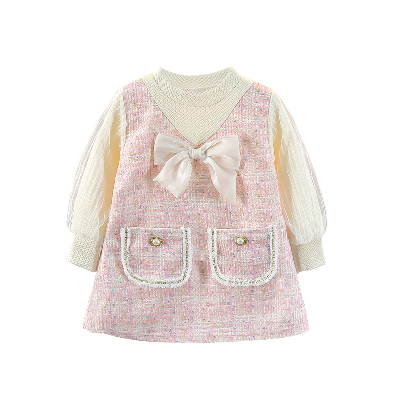 Vestido de Manga Larga para Bebé Niña, Estilo Occidental con Diseño de Princesa - Ropa de Salida de Primavera