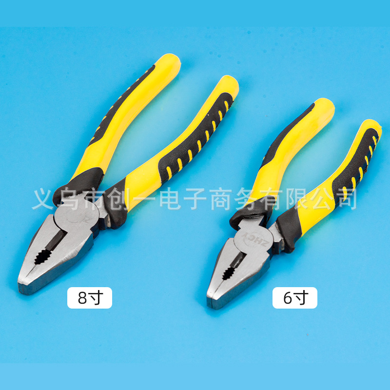 Alicates de alambre con mango de cuero de tigre Alicates puntiagudos Herramienta antideslizante de ahorro de trabajo de 6 pulgadas y 8 pulgadas Alicates de alicates fuertes de boca oblicua Alicates de alambre