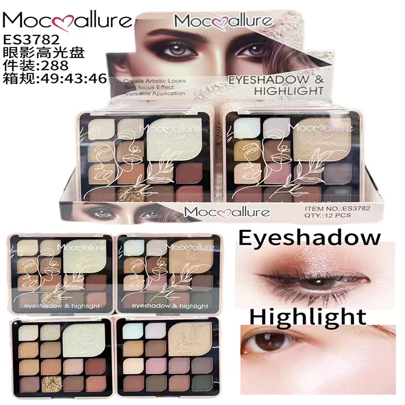 Mocoallure nuevo comercio exterior transfronterizo especial para sombras de ojos multicolor mate perla tierra brillo alto disco de blush