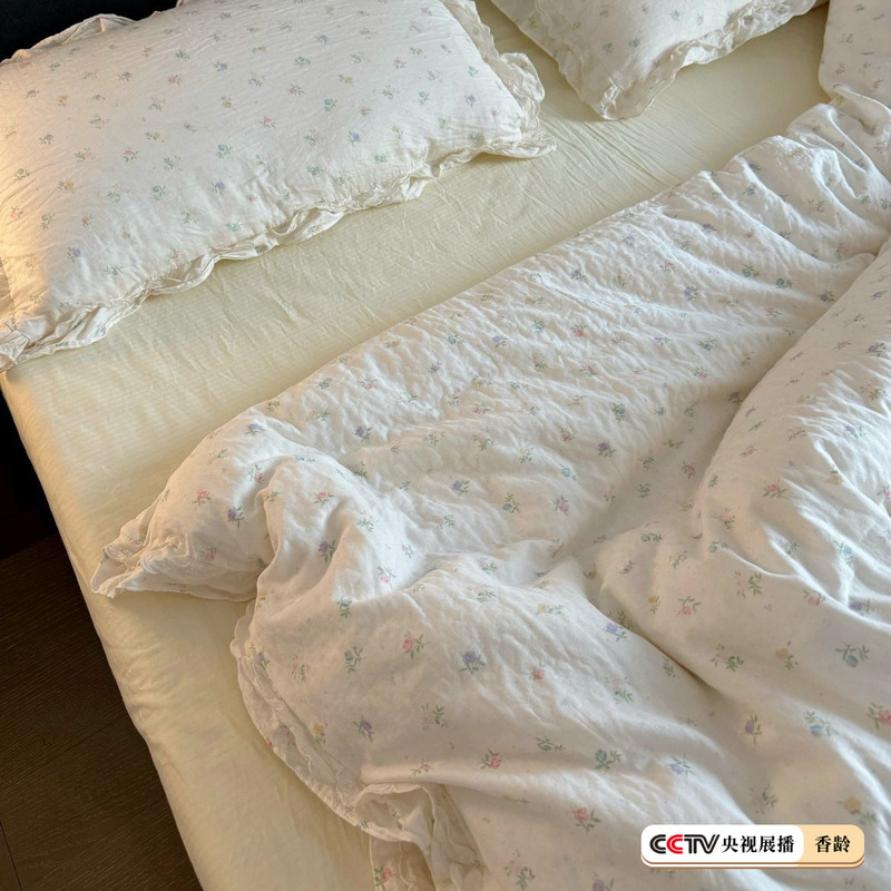 生放送同スタイル綿二重糸4点セット、二重レース母子グレード純綿ガーゼ学生寮3点セット|undefined