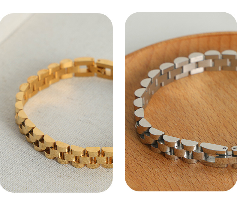 304 Stainless Steel Chain Material Simple Style Color Block Titanium Steel Plating Vacuum Plating Men's Bracelets Men's Chain Bracelets