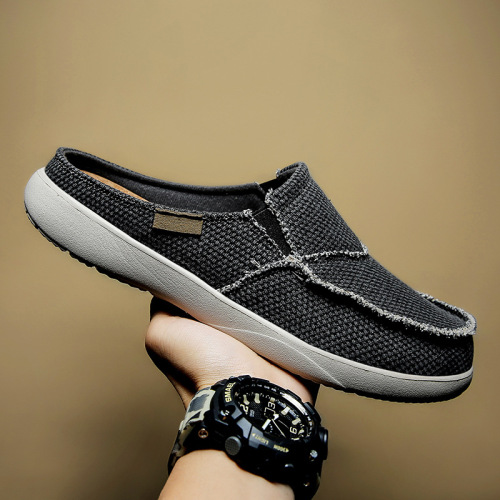 Wide-size lazy shoes, half slippers, lightweight summer men's casual cap-toe slip-on shoes, durable driving shoes