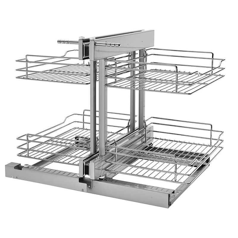 Cesta extraíble esquinera para armarios, totalmente abierta, para especias de cocina y platos pequeños, tipo cajón, de gran capacidad para almacenamiento en esquina.