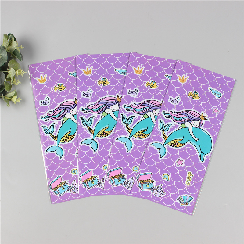 紫色美人鱼卡通派对铝膜袋 小五角星回礼袋 糖果袋生日派对礼品袋