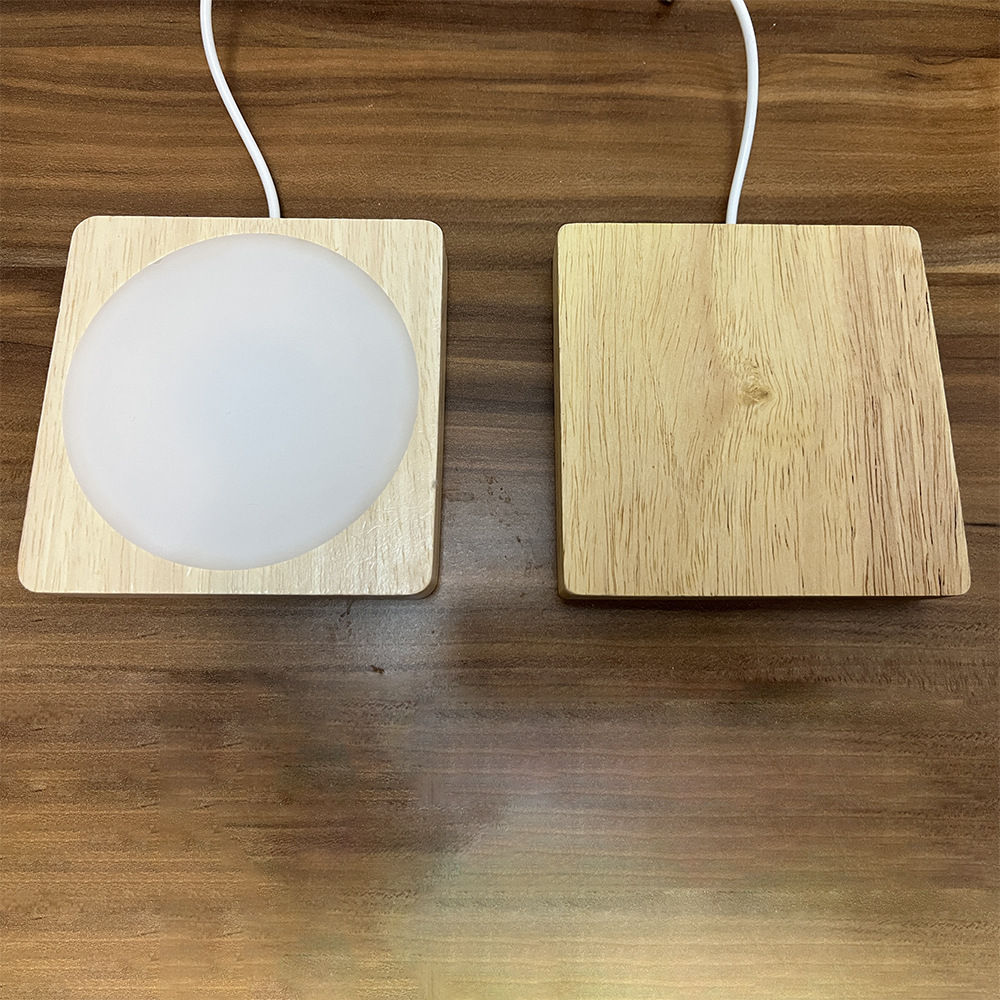 Square solid wood diffuser light base switch night light DIY craft creative home gift