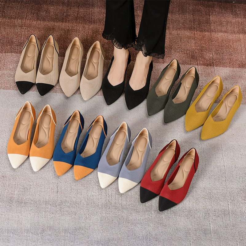 Туфли принцессы на среднем каблуке в японском стиле 2023 Новые туфли на шпильке в стиле Chanel с цветными блоками Женская документальная обувь с острым мелким ртом и кошкой