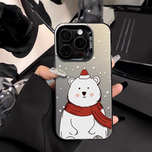 圣诞北极熊适用iPhone17ProMax手机保护壳苹果15小众16大孔简约