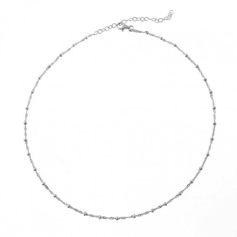 s925 silver simple round bead necklace wholesale