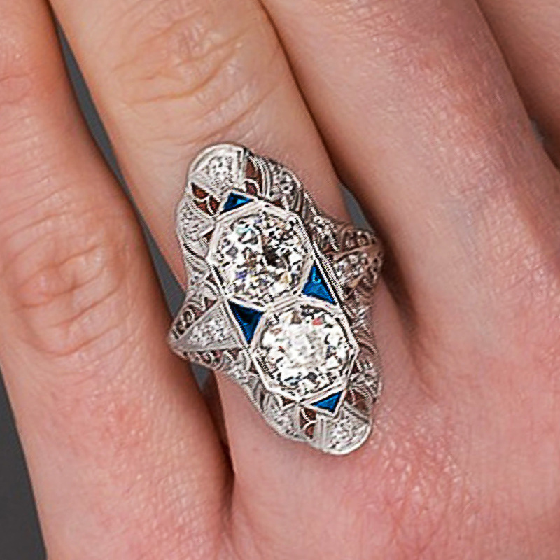 geometric classic stone inlay with zircon