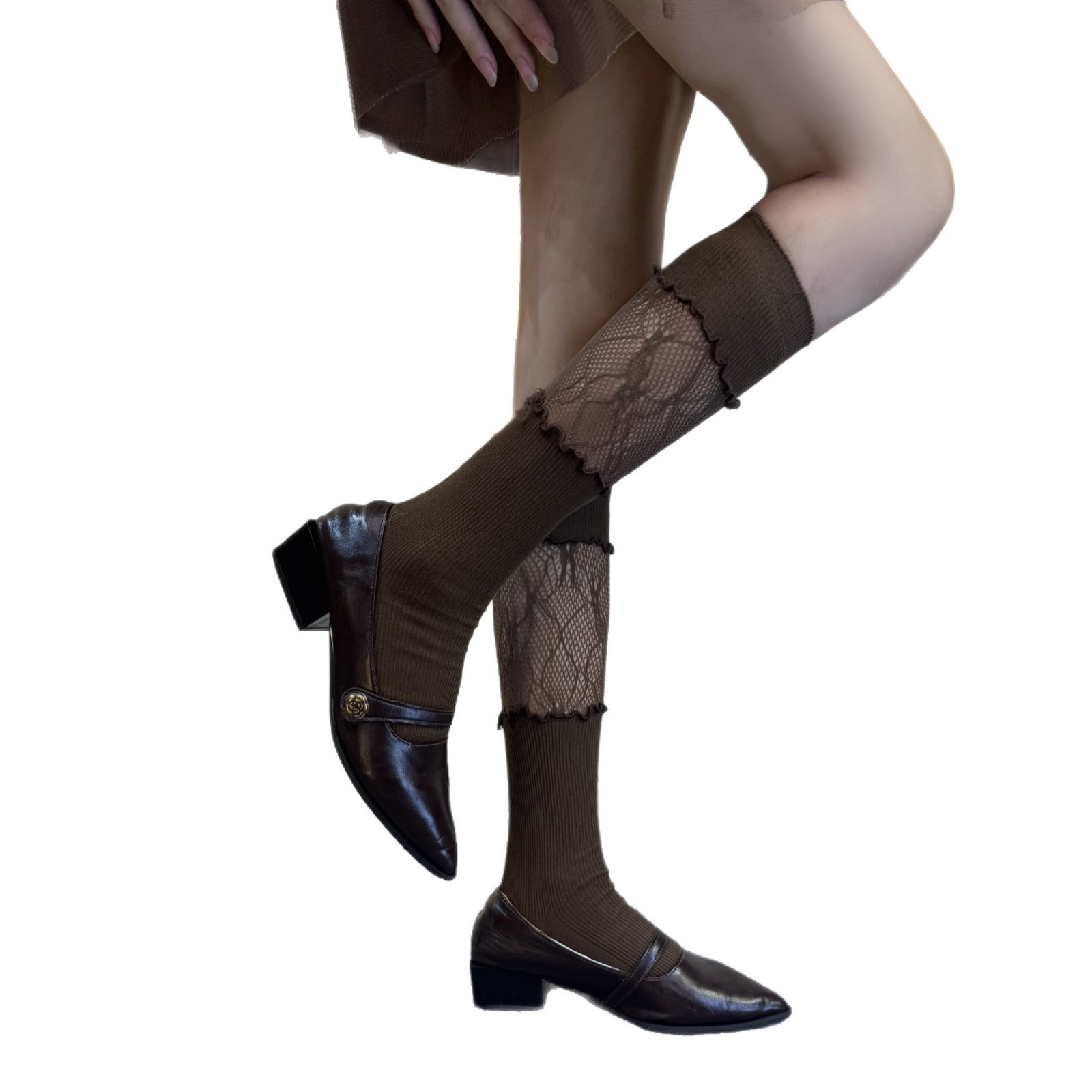 Lazy Korean Style Cut Out Lace Hollow Splicing Socks with Short Boots and Atmospheric Exquisite Calf Socks