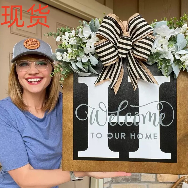 Cross-Border 26-Letter Personalized Front Door Decorative Sign Wooden Craft Hanging Ornament