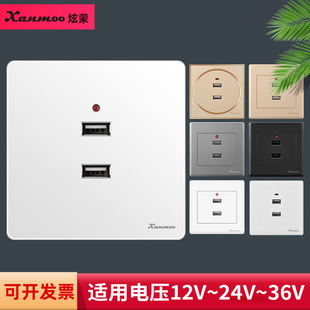Low voltage USB socket 12V24V36V charging socket panel steamboat RV charging 24v two-hole USB panel