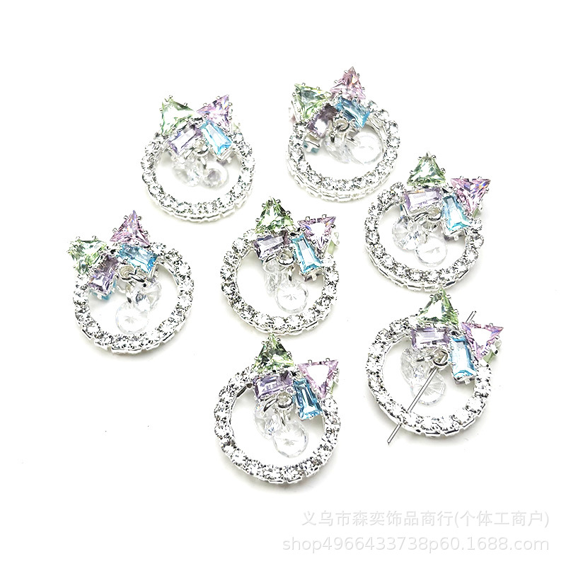 Double-Sided Zircon Butterfly Wreath Vertical Hole Spacer Beads Bowknot Running Ring Straight Hole Beads DIY Phone Chain Accessories