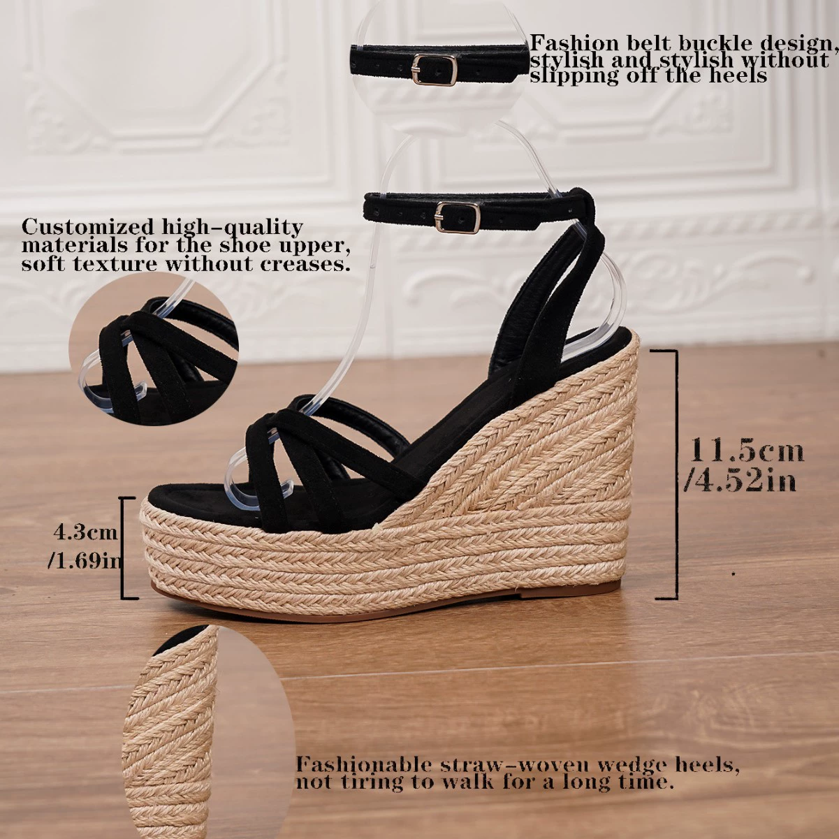 Ст straw fashionable sandals platform, high footwear, (Cross-border trading), European style