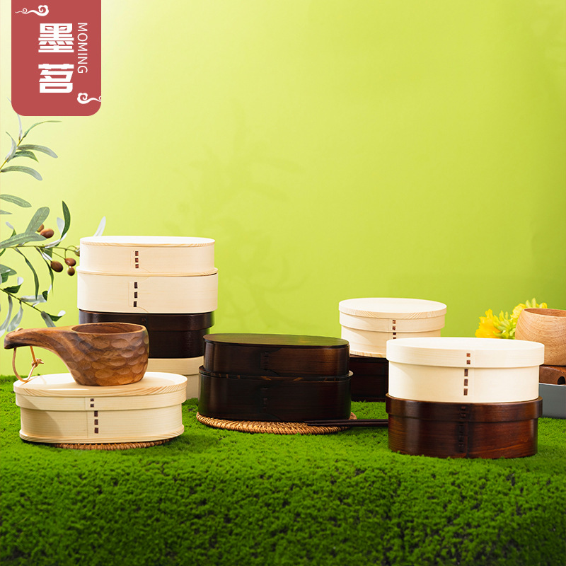 Caja bento de estilo japonés retro de madera de sauce curvo de múltiples especificaciones, caja de fruta fresca no sellada, fábrica al por mayor