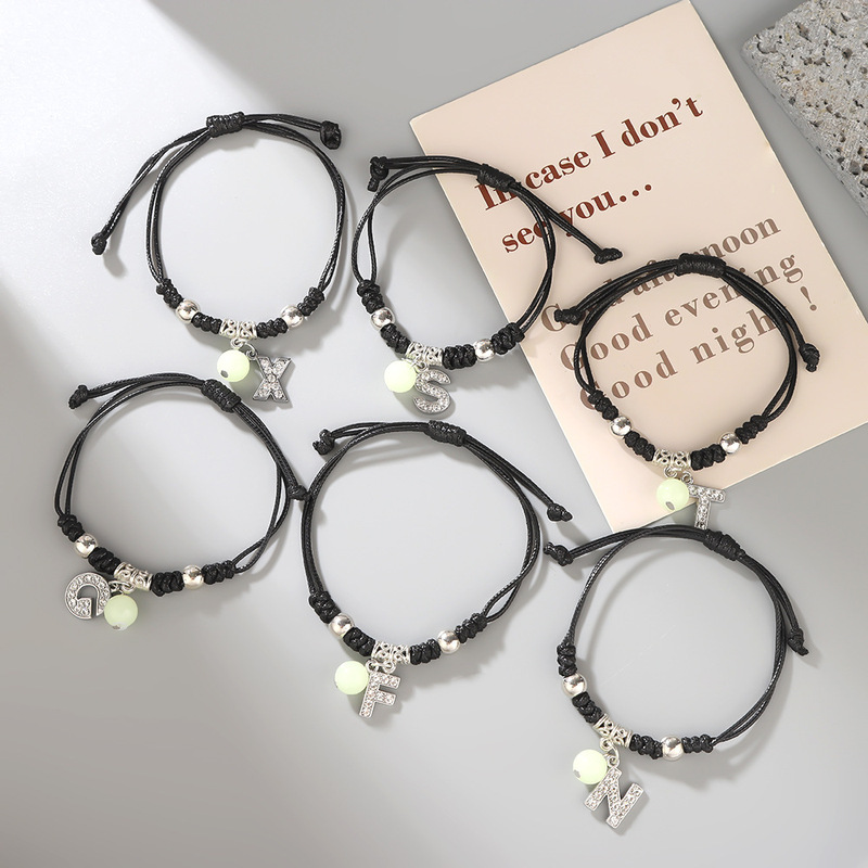 Luminous Bracelet Creative Letter Bracelet Student Korean Style Simple Girlfriend Friendship Bracelet Couple's Hand Rope Advanced Sense Hand Luminous Bracelet Creative Letter Bracelet Student Korean Style Simple Girlfriend Friendship Bracelet Couple's Hand Rope Advanced Sense Hand
