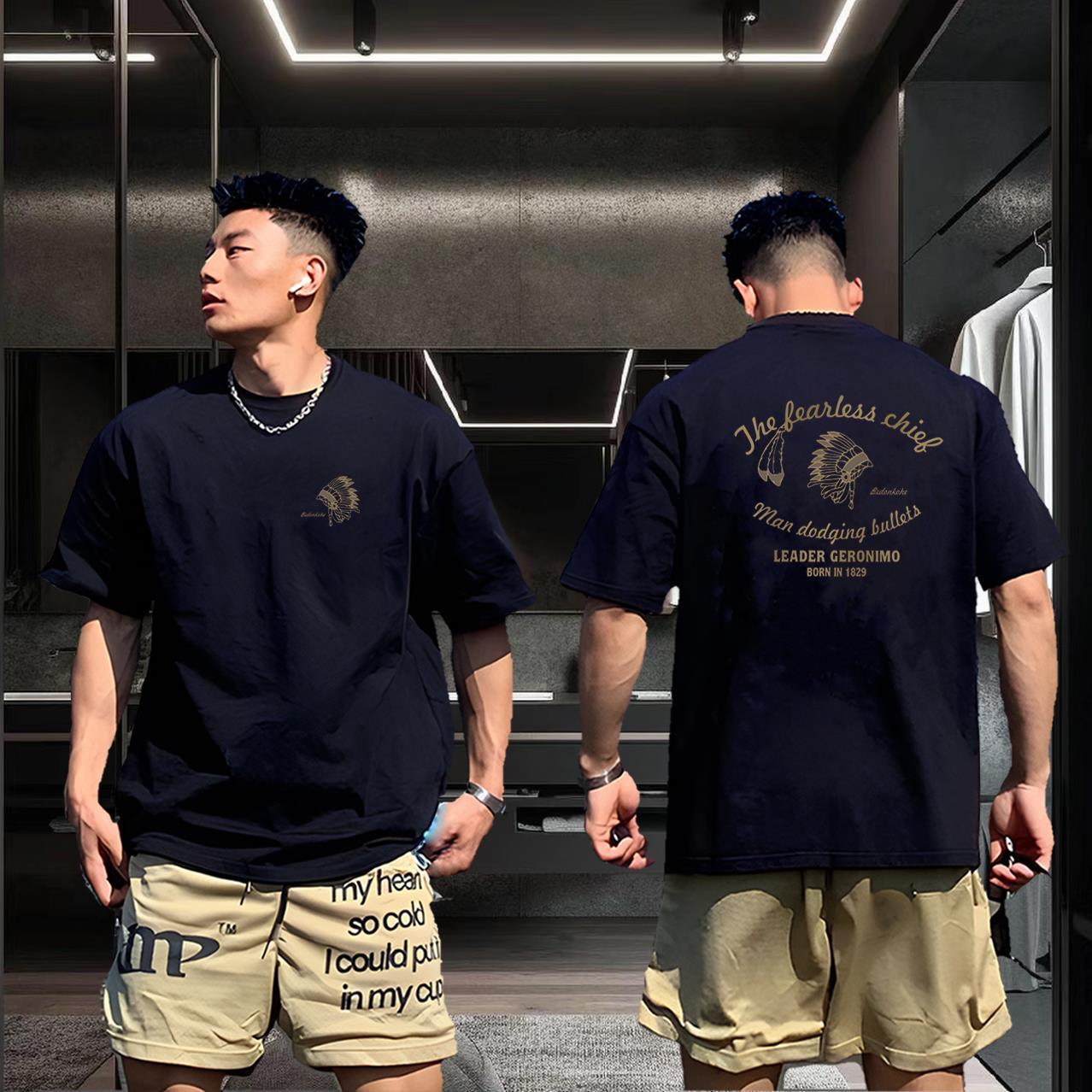 土著人纯印花短袖t恤男夏季新款重磅体恤圆领休闲T运动时尚