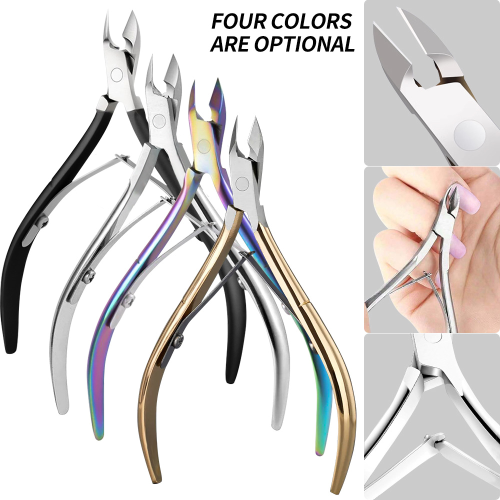4 tijeras de manicura de piel muerta, borde de manicura para eliminar la piel muerta, tijeras de uñas profesionales de alto nivel para eliminar las uñas de cuerno barbado