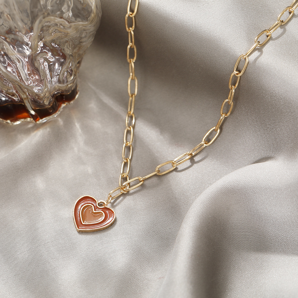 2021 New Creative Simple Womenu0027s Jewelry Cute Girly Style Drop Oil Double Layers Loving Heart Ne