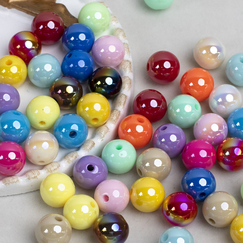 Ding yi cold moon colorful K12 round beads solid acrylic beads loose beads diy mobile phone chain car hanging beaded accessories