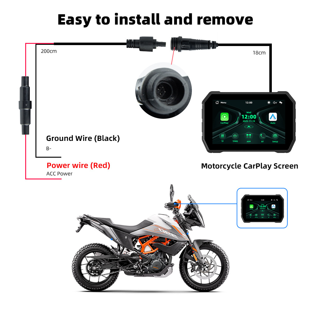 5inch Motorcycle Carplay Portable Cycling Navigation Screen Mobile Phone Carplay/Android Auto Interconnection