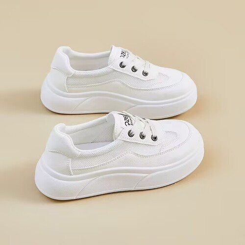 Mesh breathable white shoes for women 2026 new summer platform thick sole popular thin casual sports board shoes