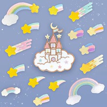 七彩流星彩虹刺绣布贴 可爱卡通电脑绣花衣服补丁贴