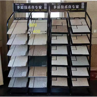 Double row marble display rack metal wood floor display rack cabinet door sample display rack art paint coating display rack