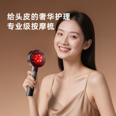 新款电动按摩梳头部按摩器护发震动防脱发头疗头皮红光生发健发梳
