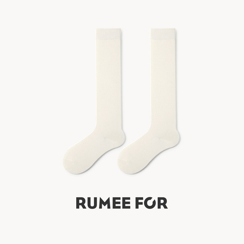 Calcetines Lumi hasta la pantorrilla para mujer en blanco y negro, calcetines antideslizantes JK hasta la pantorrilla combinados con mocasines, calcetines largos blancos absorbentes del sudor para primavera y verano, calcetines Zhuji.