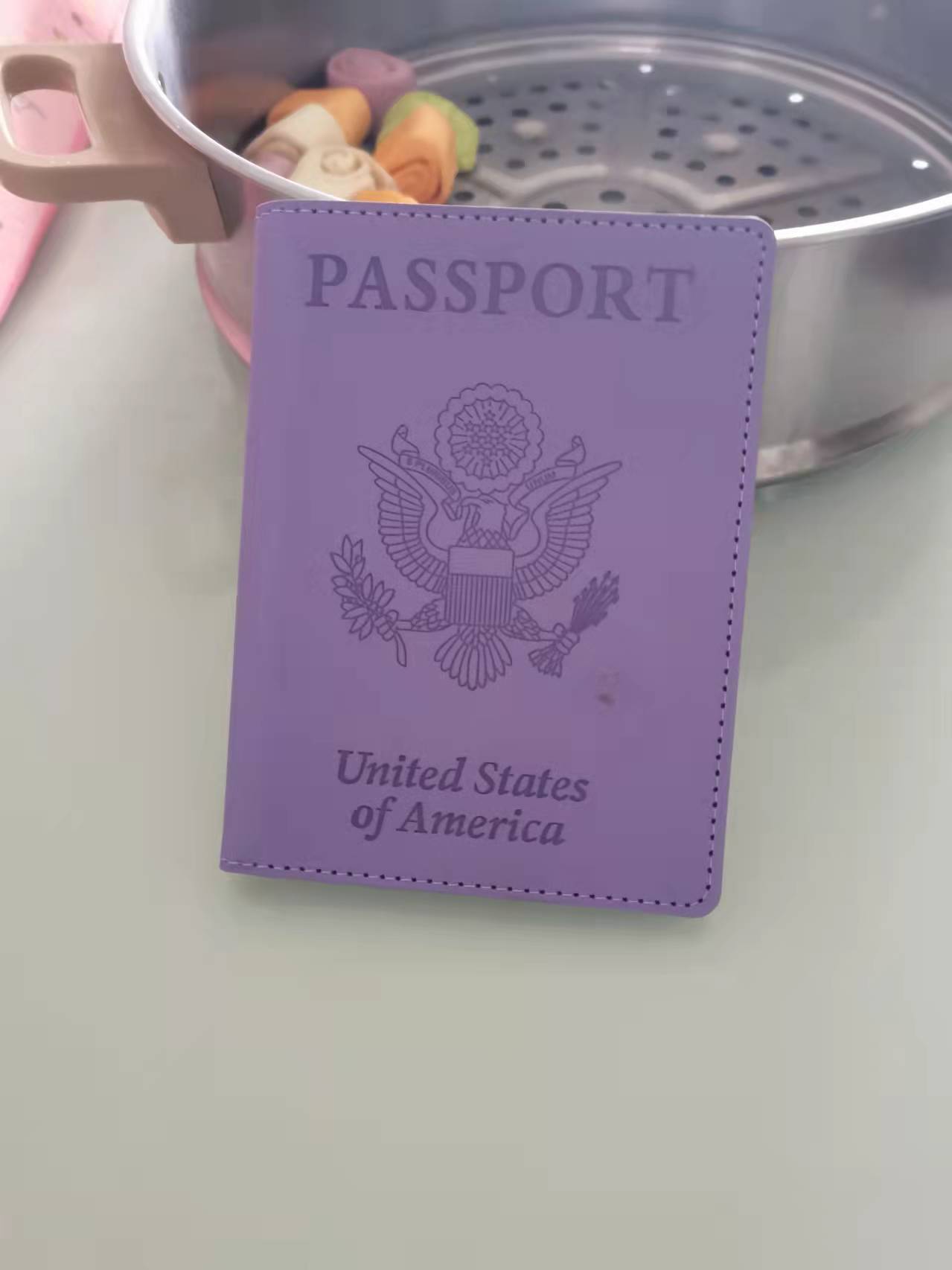 En stock envío gratuito cubierta de pasaporte americano multi-funcional bolsa de pasaporte cubierta de la Tarjeta de pasaporte caja de cuero de almacenamiento integrado pasaporte