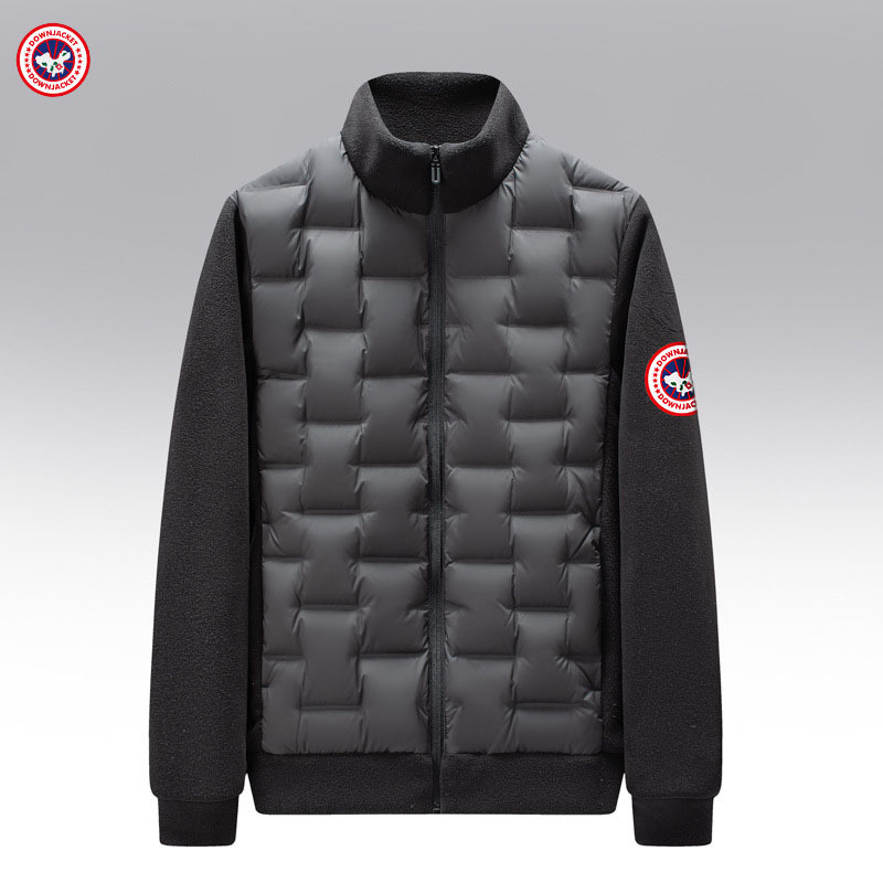Cross-Border Splicing Slim Stand-Up Collar down Jacket Autumn and Winter New Couple Men's Three-Dimensional Chinese Map Simple Jacket