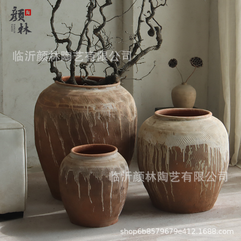 Tarjeta de cerámica retrógrada gran maceta de cerámica gran maceta de cerámica decoración gran tarjeta de cerámica de cerámica local hotel de alojamiento suave maceta de cerámica