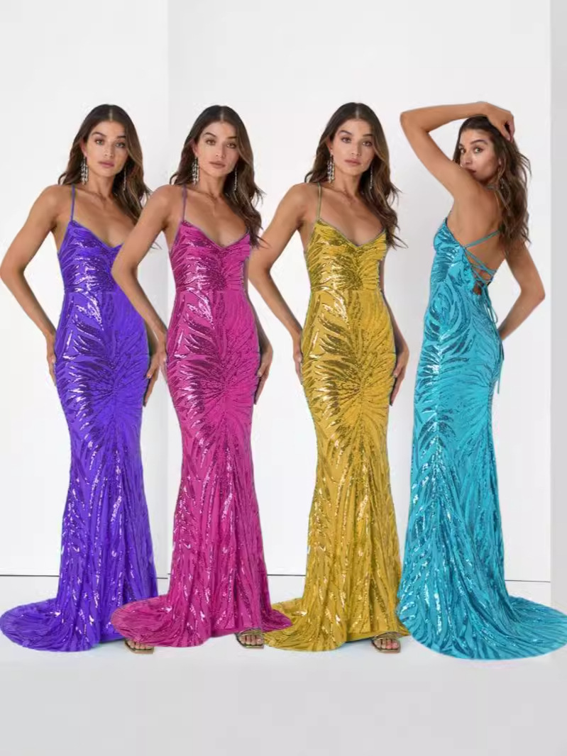 Vestido sexy con lentejuelas para fiesta, estilo europeo y americano, éxito de ventas transfronterizo en Amazon (4 colores)