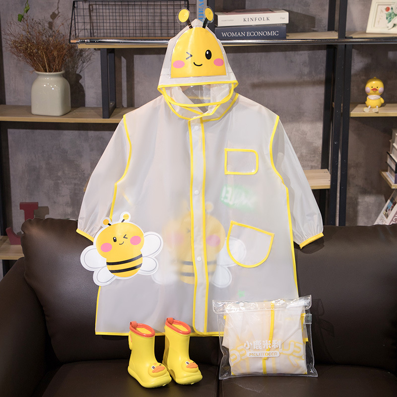 Cute cartoon children transparent panda poncho baby children's EVA rain gear kindergarten children's raincoat wholesale summer