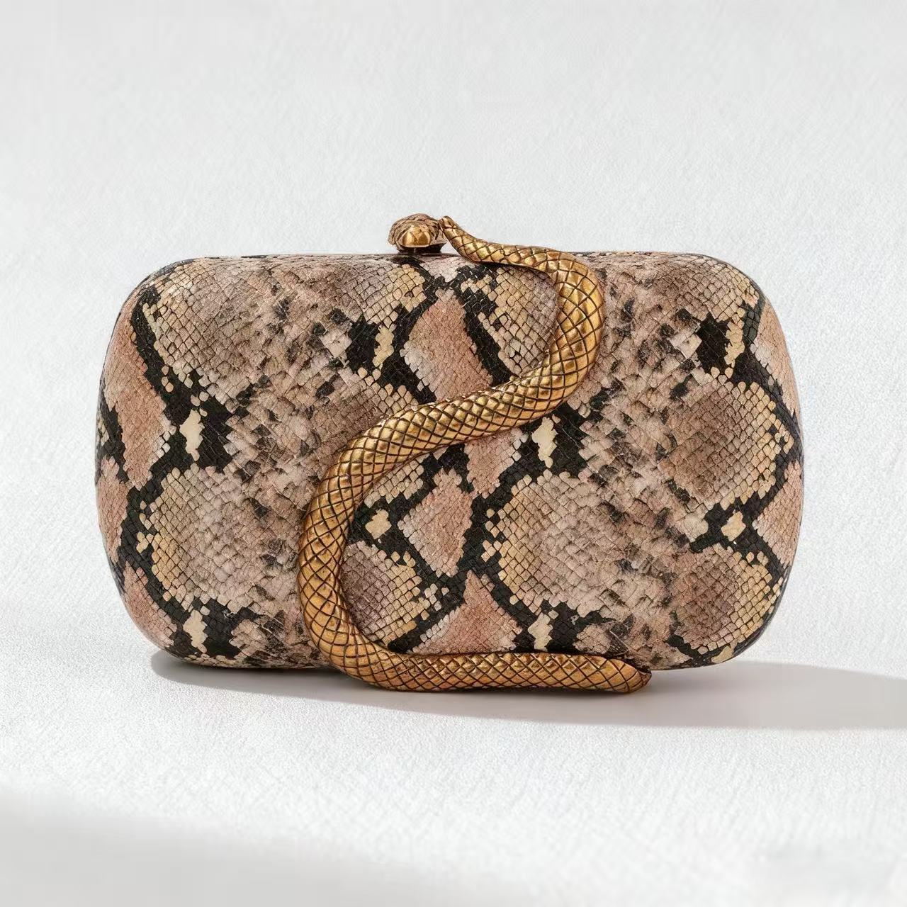 Comercio exterior directo transfronterizo lujo ligero bolso de cena damas bolso de mano PU bolso de serpiente estilo de moda bolso de noche de hombro