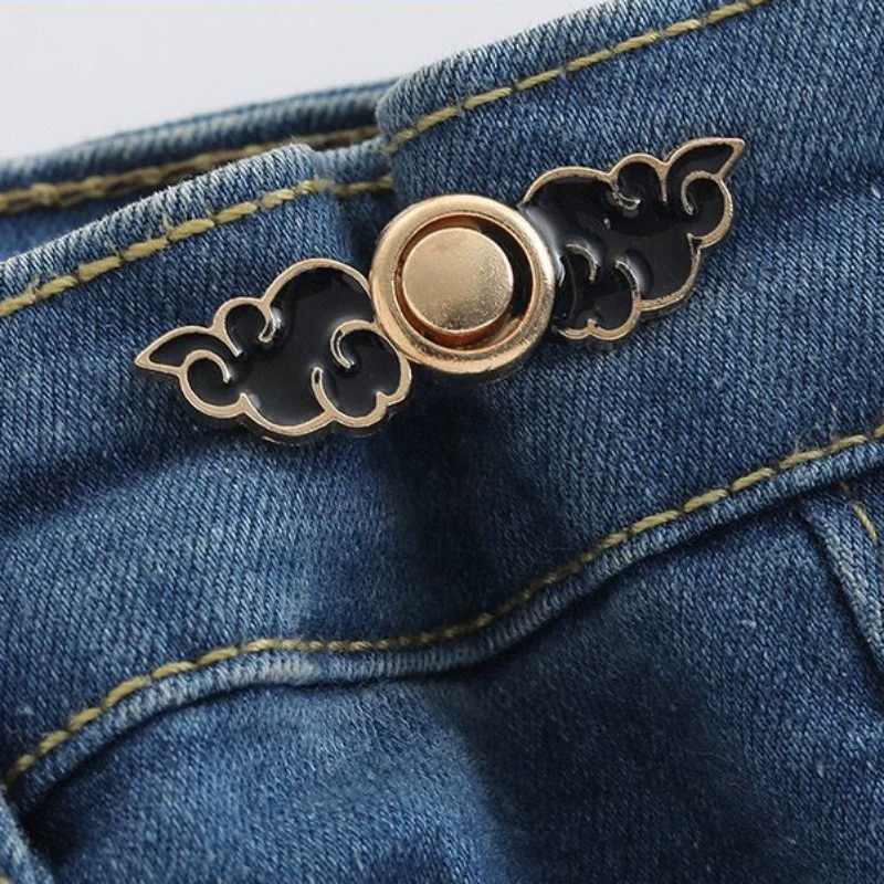 Nail-Free Removable Waist Buckle Pair, Flat-Bottom Seamless Buttons for Pants & Skirts, Assorted Designs