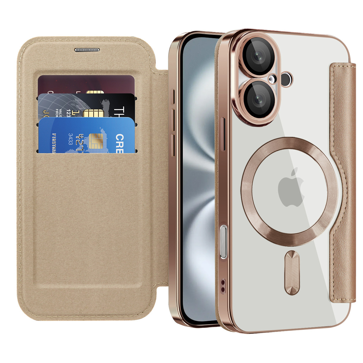 Funda para teléfono móvil iPhone 17 Pro Max Yadun, estilo pequeño y aromático, con imán, adecuada para Apple 16, funda creativa de cuero acolchado con ranura para tarjetas.
