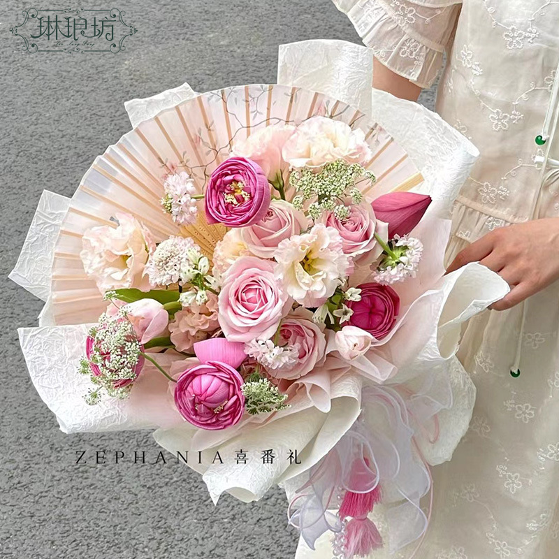 Flor de verano vid loto ventilador plegable Flor de semilla de loto ramo accesorios de embalaje accesorios florales nuevo ventilador de hoja de loto chino