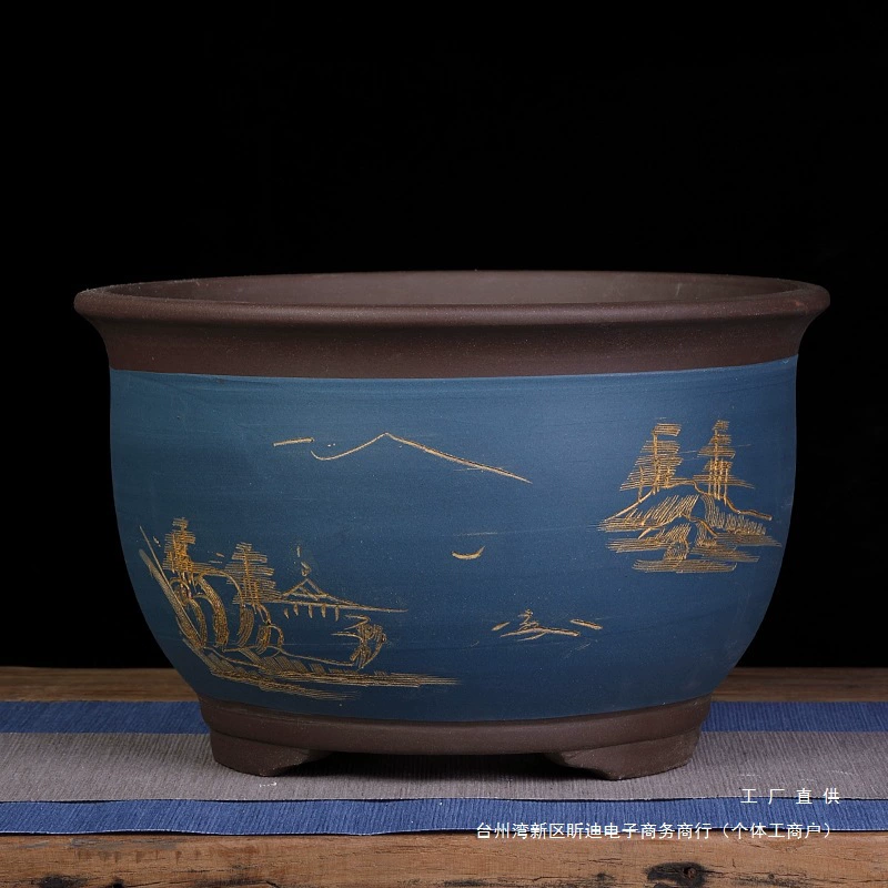 Большой фиолетовый глиняный цветочный горшок для орхидей, посадки овощей на балконе, большой оптовый керамический цветочный горшок.