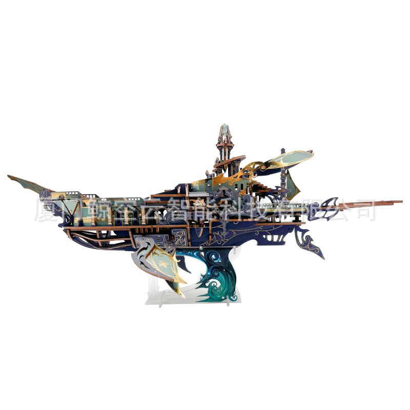 クジラ空を舞うクジラ船、組み立て式DIYモデル玩具、3D立体パズル、ギフト、男の子向け、心地よい音|undefined
