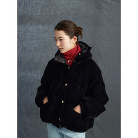 时简 轻奢格调感 柔和光泽丝绒连帽羽绒服冬季亲肤舒适外套52708