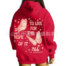 跨境冬季连帽卫衣定制个性印花街潮帽衫欧美宽松套头外套潮流印花