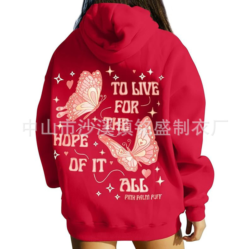 跨境冬季连帽卫衣定制个性印花街潮帽衫欧美宽松套头外套潮流印花