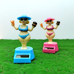 New Solar Energy Figurine Rich Woman Shaking Doll Cartoon Gift Children Cross-Border Decor Creative Interior Decor Car