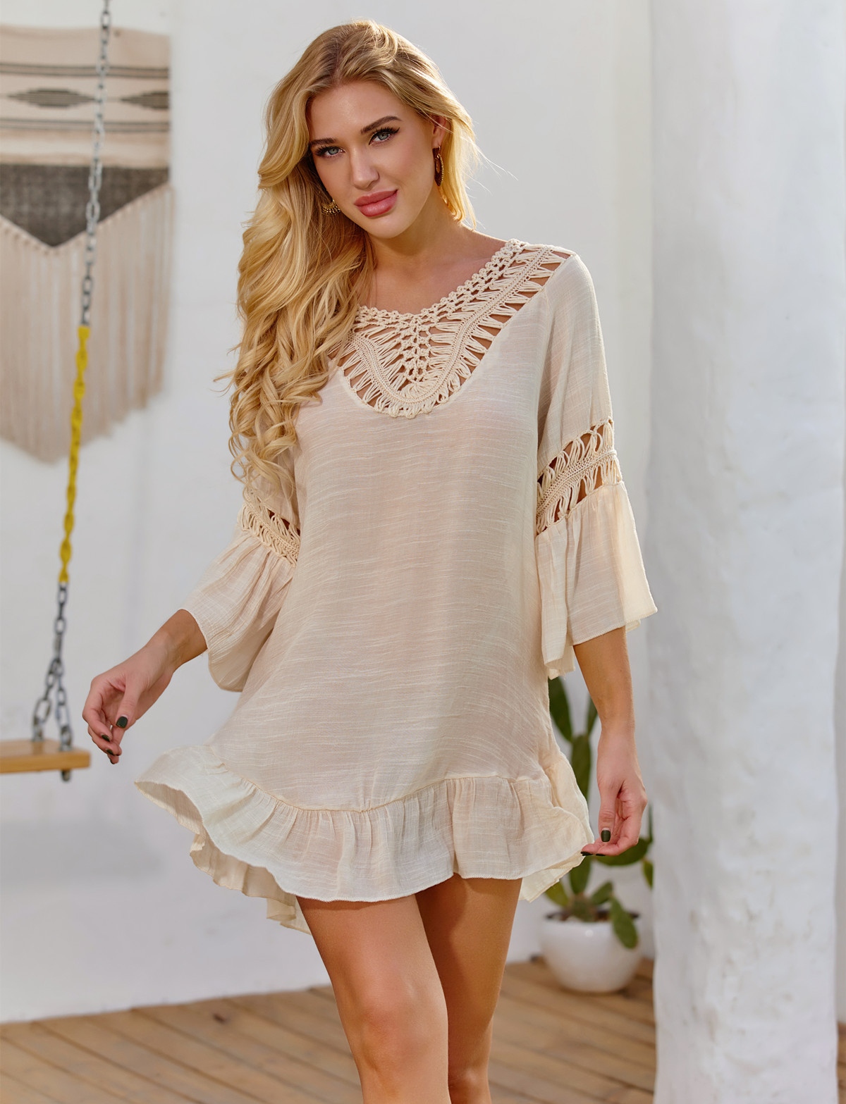 Sexy Hollow U Back Tie Bikini with Colorful Tassel Cover Up Beachwear for Summer Wholesale Available