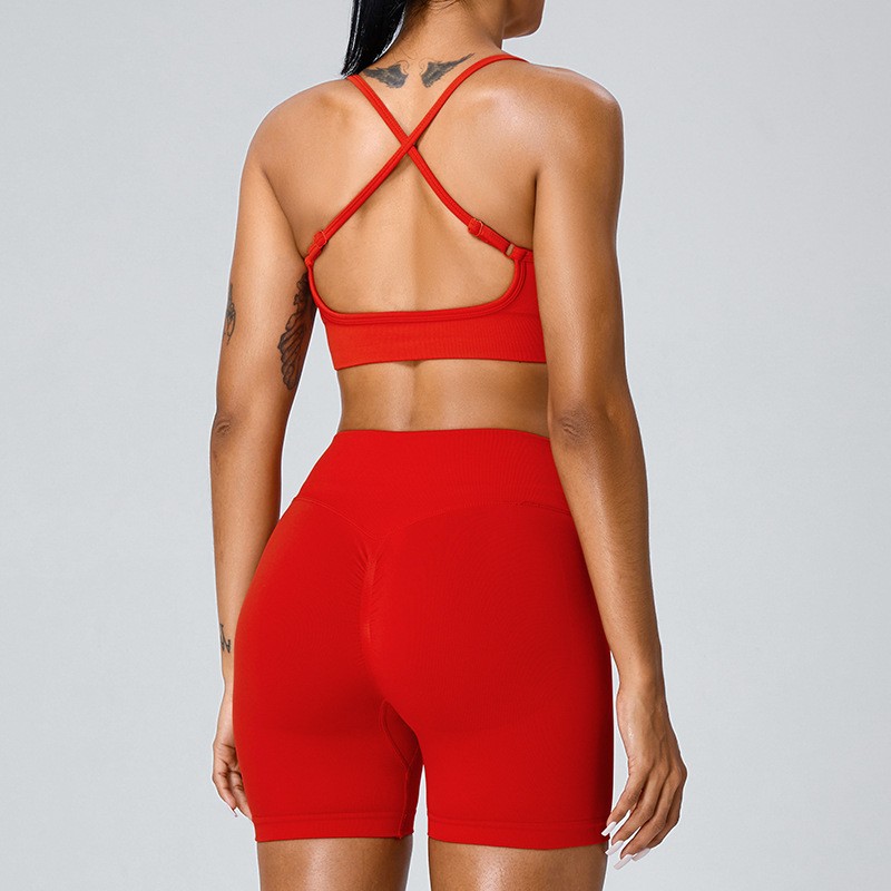 [Procesamiento personalizado] Ropa interior deportiva trasera hermosa sin costuras transfronteriza, chaleco de yoga de reunión a prueba de golpes para mujer, sujetador de fitness