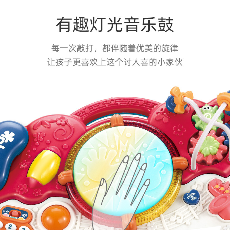 Bilingüe educativo multi-funcional instrumento musical mano tambor electrónico órgano de la educación temprana cuerda instrumento musical juguete de los niños