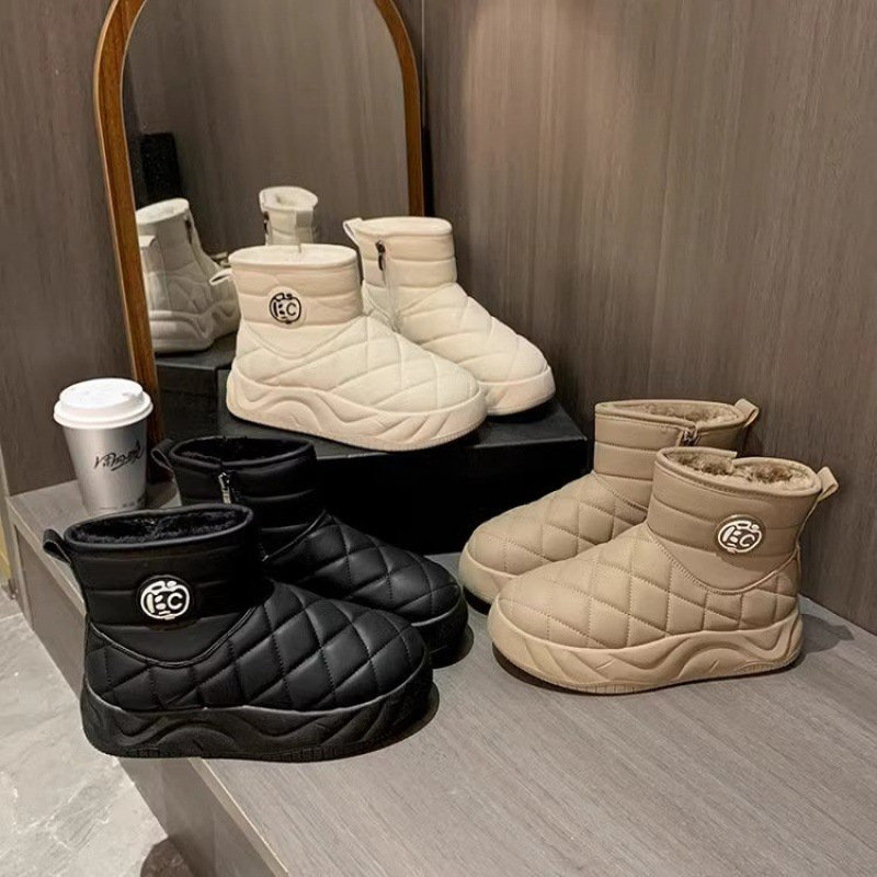 Snow boots for women 2024 winter new soft leather plus velvet…