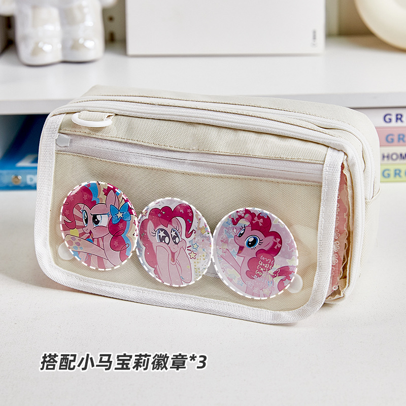 Simple color sólido de gran capacidad i persona dolor bolsas de lápiz estudiantes transparentes multicapa bolsa de papelería caja de lápiz